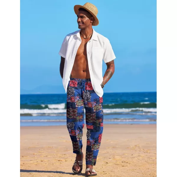 COOFANDY Men's Linen Harem Drawstring Pants Casual Elastic Waist Lightweight Trouser Hippie Summer Beach Yoga Pants