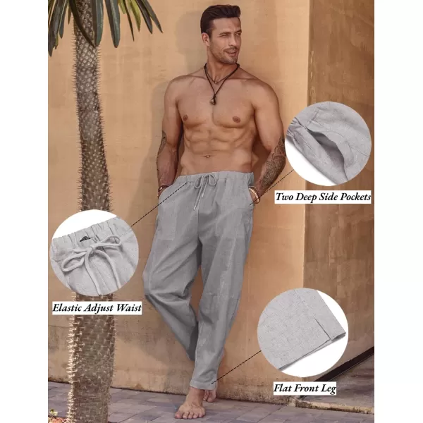 COOFANDY Men's Linen Harem Drawstring Pants Casual Elastic Waist Lightweight Trouser Hippie Summer Beach Yoga Pants