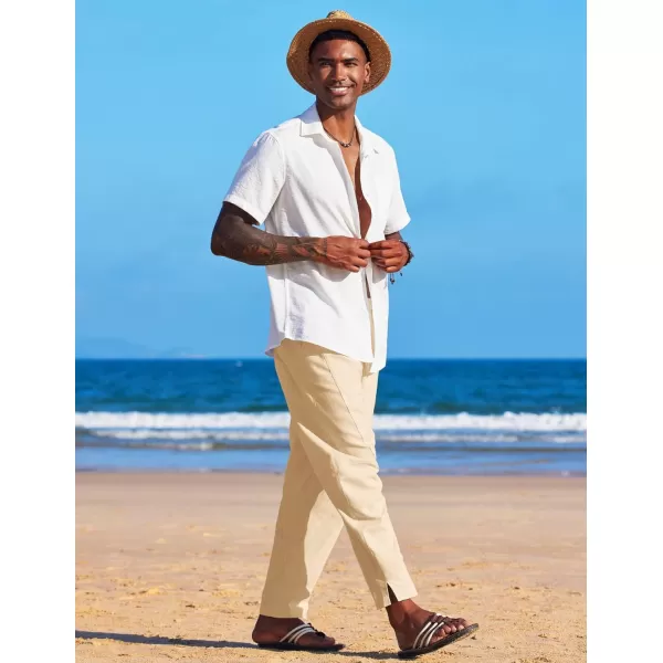 COOFANDY Men's Linen Harem Drawstring Pants Casual Elastic Waist Lightweight Trouser Hippie Summer Beach Yoga Pants
