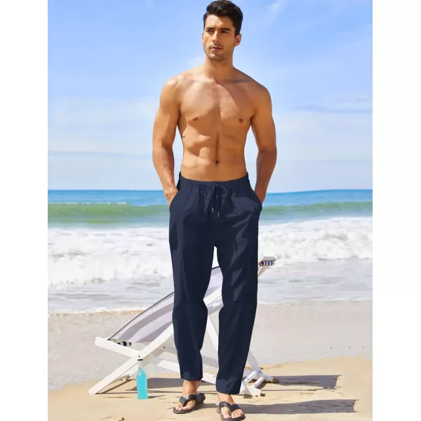 COOFANDY Men's Linen Harem Drawstring Pants Casual Elastic Waist Lightweight Trouser Hippie Summer Beach Yoga Pants