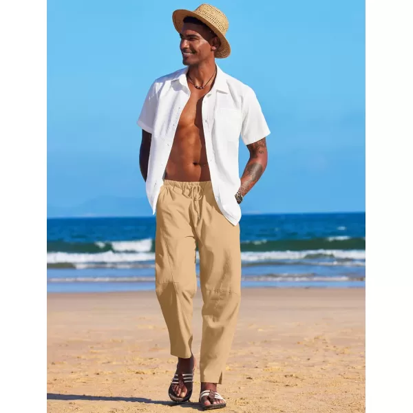 COOFANDY Men's Linen Harem Drawstring Pants Casual Elastic Waist Lightweight Trouser Hippie Summer Beach Yoga Pants