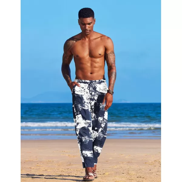 COOFANDY Men's Linen Harem Drawstring Pants Casual Elastic Waist Lightweight Trouser Hippie Summer Beach Yoga Pants