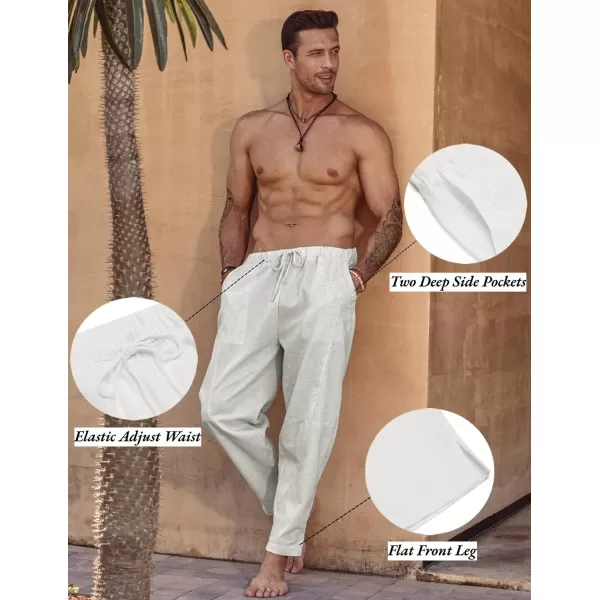 COOFANDY Men's Linen Harem Drawstring Pants Casual Elastic Waist Lightweight Trouser Hippie Summer Beach Yoga Pants