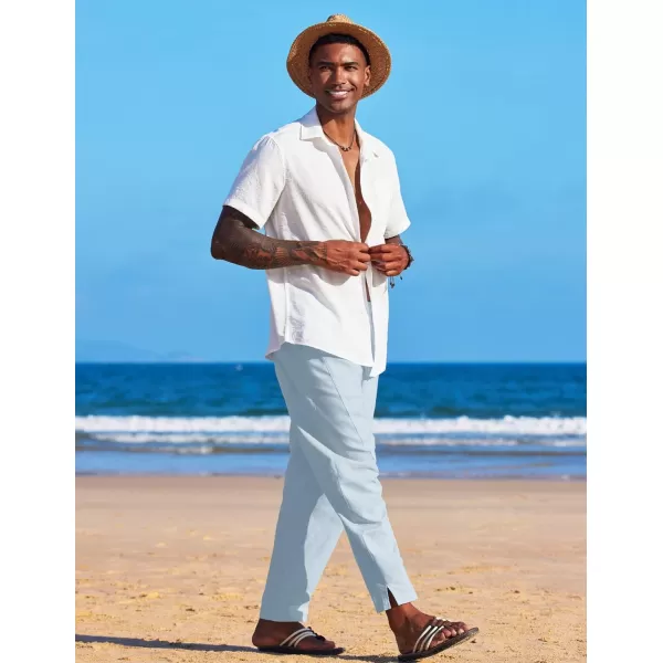 COOFANDY Men's Linen Harem Drawstring Pants Casual Elastic Waist Lightweight Trouser Hippie Summer Beach Yoga Pants