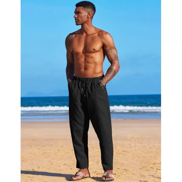 COOFANDY Men's Linen Harem Drawstring Pants Casual Elastic Waist Lightweight Trouser Hippie Summer Beach Yoga Pants