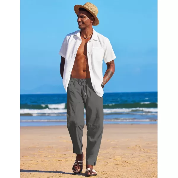 COOFANDY Men's Linen Harem Drawstring Pants Casual Elastic Waist Lightweight Trouser Hippie Summer Beach Yoga Pants