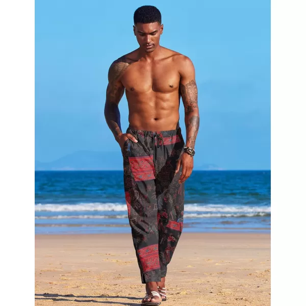 COOFANDY Men's Linen Harem Drawstring Pants Casual Elastic Waist Lightweight Trouser Hippie Summer Beach Yoga Pants