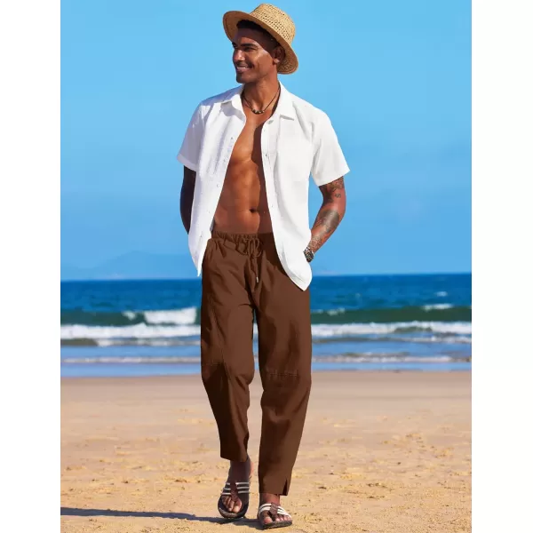 COOFANDY Men's Linen Harem Drawstring Pants Casual Elastic Waist Lightweight Trouser Hippie Summer Beach Yoga Pants