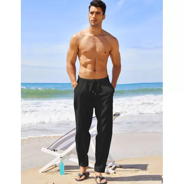 COOFANDY Men's Linen Harem Drawstring Pants Casual Elastic Waist Lightweight Trouser Hippie Summer Beach Yoga Pants