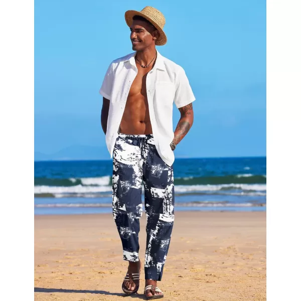COOFANDY Men's Linen Harem Drawstring Pants Casual Elastic Waist Lightweight Trouser Hippie Summer Beach Yoga Pants