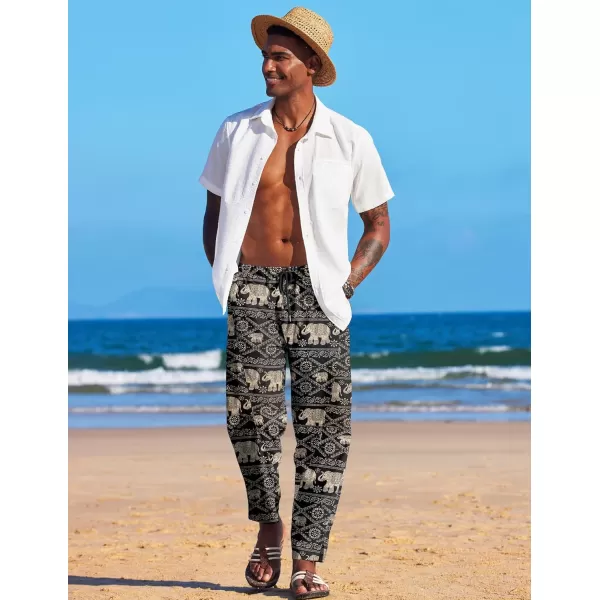 COOFANDY Men's Linen Harem Drawstring Pants Casual Elastic Waist Lightweight Trouser Hippie Summer Beach Yoga Pants