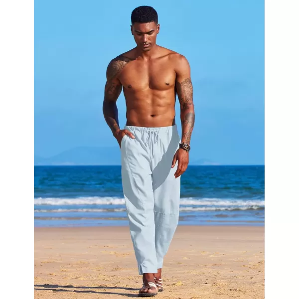 COOFANDY Men's Linen Harem Drawstring Pants Casual Elastic Waist Lightweight Trouser Hippie Summer Beach Yoga Pants