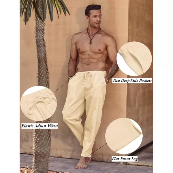 COOFANDY Men's Linen Harem Drawstring Pants Casual Elastic Waist Lightweight Trouser Hippie Summer Beach Yoga Pants