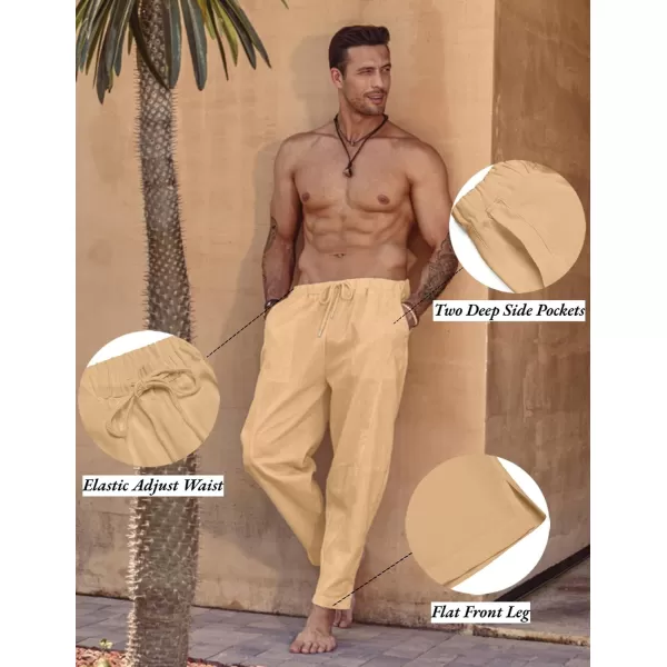 COOFANDY Men's Linen Harem Drawstring Pants Casual Elastic Waist Lightweight Trouser Hippie Summer Beach Yoga Pants