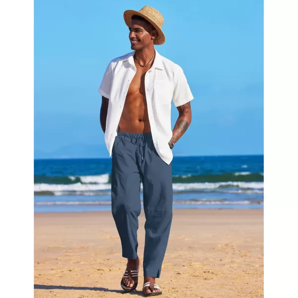 COOFANDY Men's Linen Harem Drawstring Pants Casual Elastic Waist Lightweight Trouser Hippie Summer Beach Yoga Pants