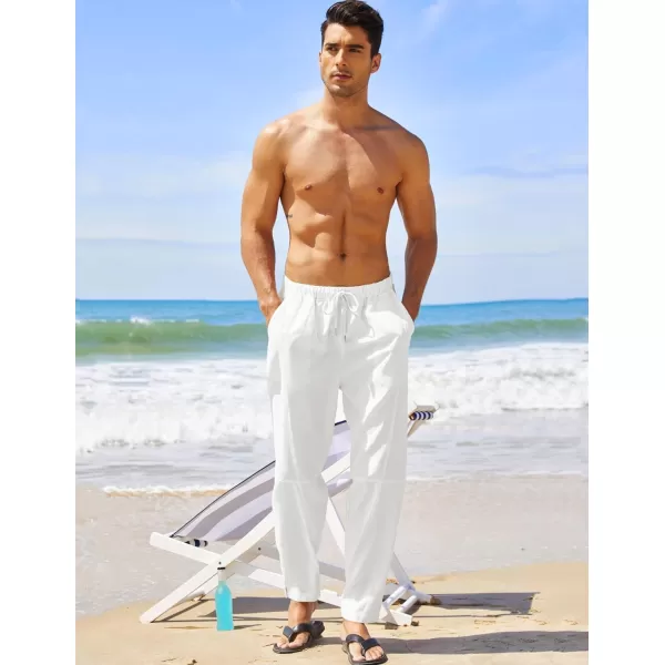COOFANDY Men's Linen Harem Drawstring Pants Casual Elastic Waist Lightweight Trouser Hippie Summer Beach Yoga Pants