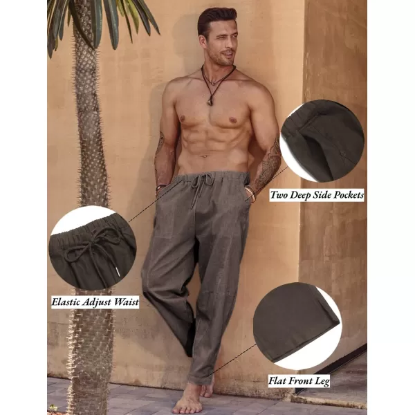 COOFANDY Men's Linen Harem Drawstring Pants Casual Elastic Waist Lightweight Trouser Hippie Summer Beach Yoga Pants