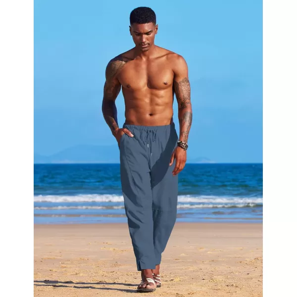 COOFANDY Men's Linen Harem Drawstring Pants Casual Elastic Waist Lightweight Trouser Hippie Summer Beach Yoga Pants