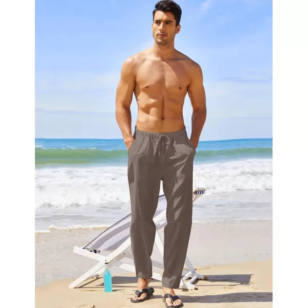 COOFANDY Men's Linen Harem Drawstring Pants Casual Elastic Waist Lightweight Trouser Hippie Summer Beach Yoga Pants