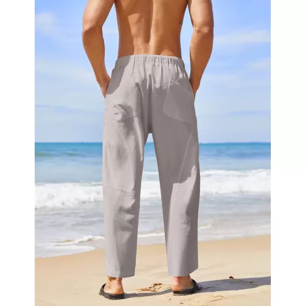 COOFANDY Men's Linen Harem Drawstring Pants Casual Elastic Waist Lightweight Trouser Hippie Summer Beach Yoga Pants