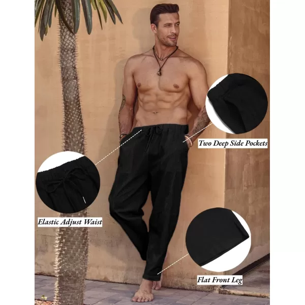 COOFANDY Men's Linen Harem Drawstring Pants Casual Elastic Waist Lightweight Trouser Hippie Summer Beach Yoga Pants