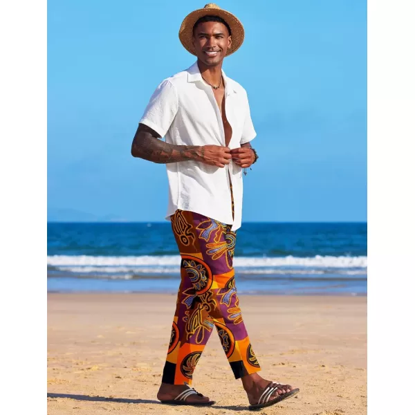 COOFANDY Men's Linen Harem Drawstring Pants Casual Elastic Waist Lightweight Trouser Hippie Summer Beach Yoga Pants