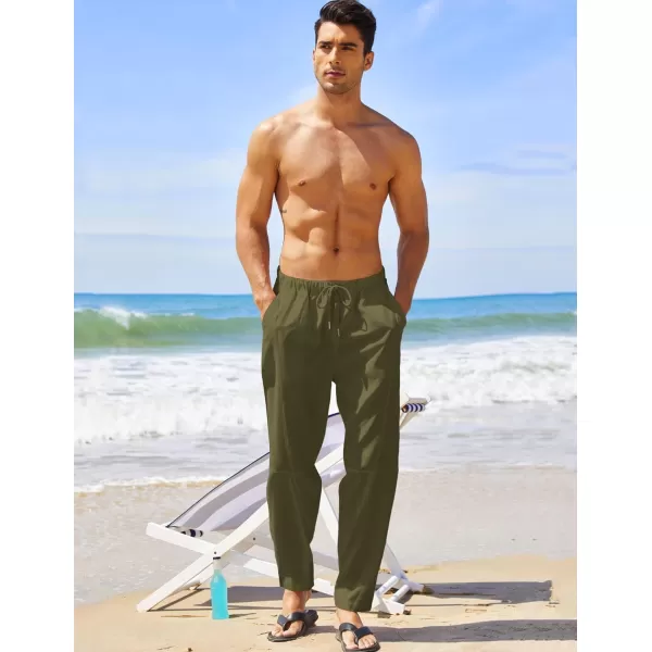 COOFANDY Men's Linen Harem Drawstring Pants Casual Elastic Waist Lightweight Trouser Hippie Summer Beach Yoga Pants