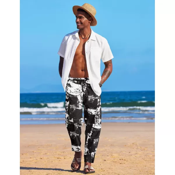 COOFANDY Men's Linen Harem Drawstring Pants Casual Elastic Waist Lightweight Trouser Hippie Summer Beach Yoga Pants