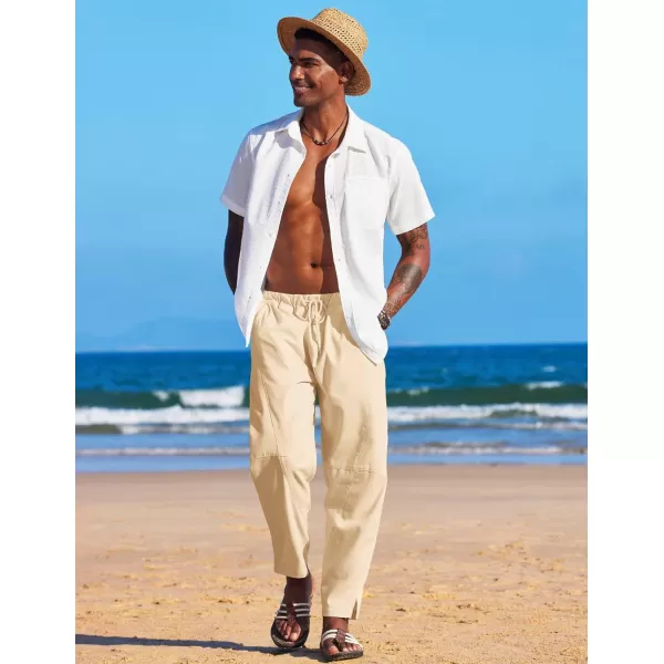 COOFANDY Men's Linen Harem Drawstring Pants Casual Elastic Waist Lightweight Trouser Hippie Summer Beach Yoga Pants