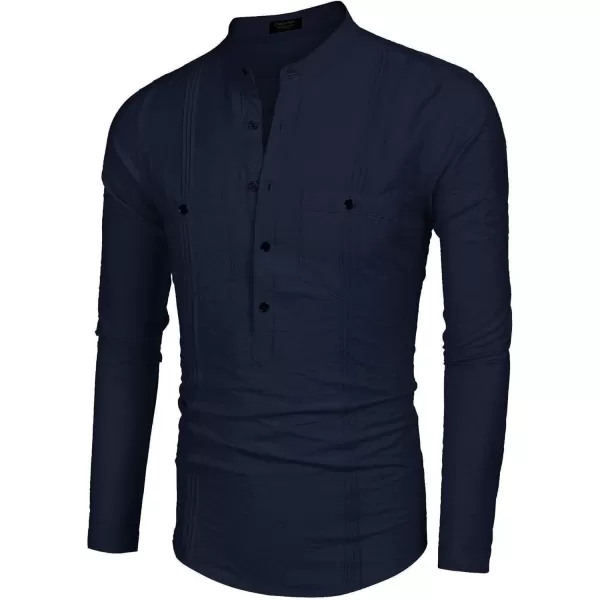 COOFANDY Men's Linen Henley Shirt Long Sleeve Casual Hippie Cotton Beach T-Shirts
