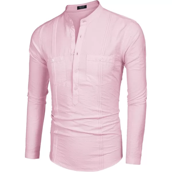 COOFANDY Men's Linen Henley Shirt Long Sleeve Casual Hippie Cotton Beach T-Shirts