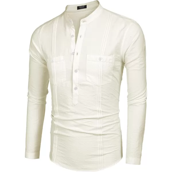 COOFANDY Men's Linen Henley Shirt Long Sleeve Casual Hippie Cotton Beach T-Shirts