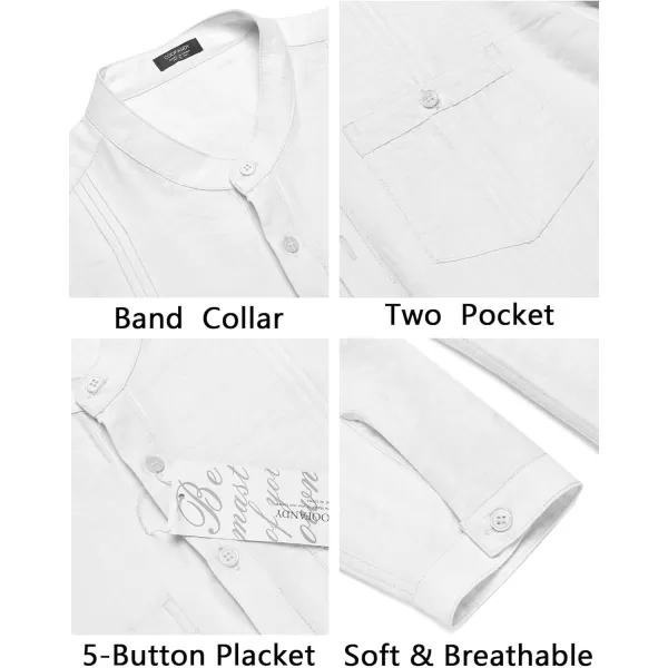 COOFANDY Men's Linen Henley Shirt Long Sleeve Casual Hippie Cotton Beach T-Shirts