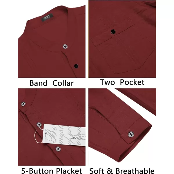 COOFANDY Men's Linen Henley Shirt Long Sleeve Casual Hippie Cotton Beach T-Shirts