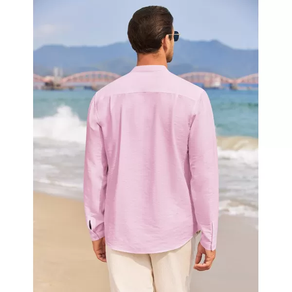 COOFANDY Men's Linen Henley Shirt Long Sleeve Casual Hippie Cotton Beach T-Shirts