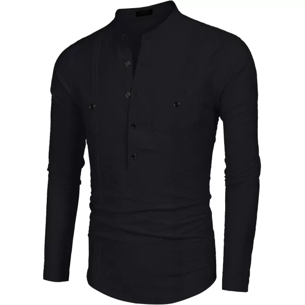 COOFANDY Men's Linen Henley Shirt Long Sleeve Casual Hippie Cotton Beach T-Shirts