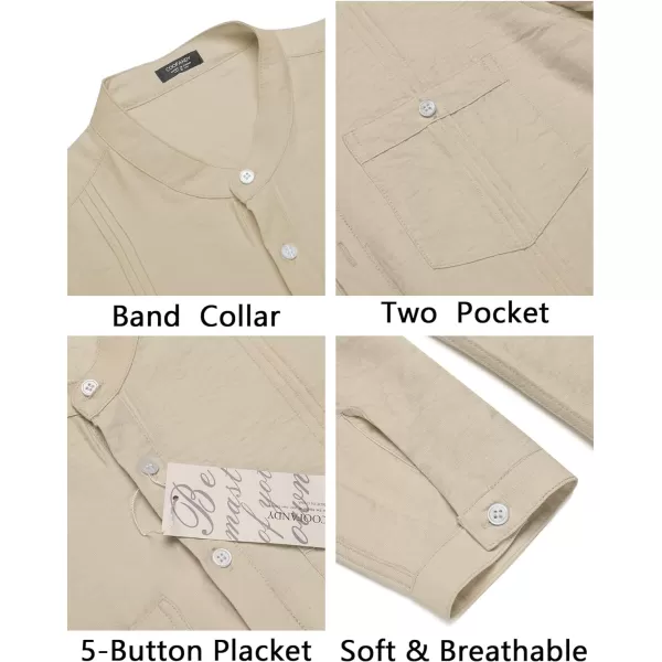 COOFANDY Men's Linen Henley Shirt Long Sleeve Casual Hippie Cotton Beach T-Shirts