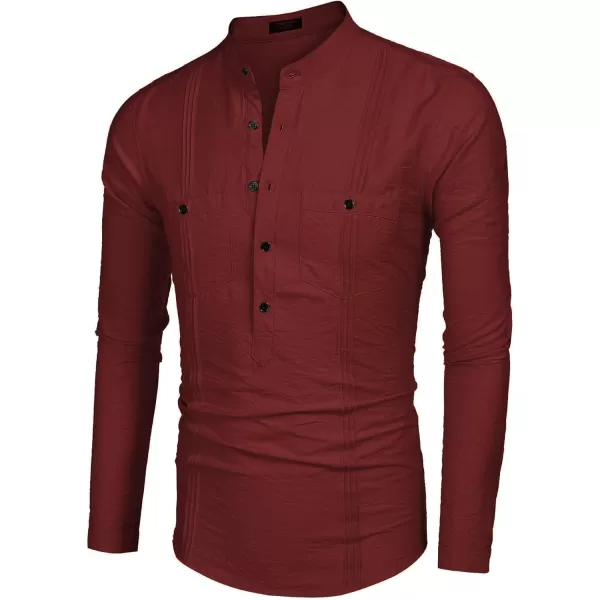 COOFANDY Men's Linen Henley Shirt Long Sleeve Casual Hippie Cotton Beach T-Shirts