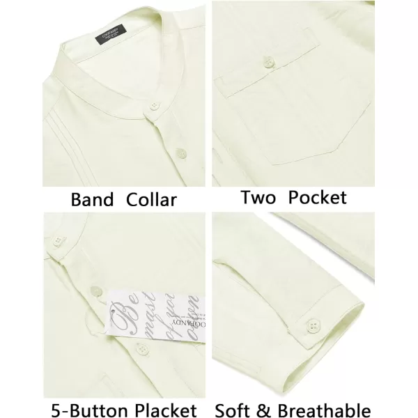 COOFANDY Men's Linen Henley Shirt Long Sleeve Casual Hippie Cotton Beach T-Shirts