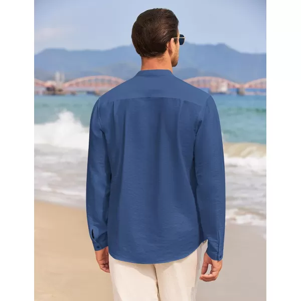 COOFANDY Men's Linen Henley Shirt Long Sleeve Casual Hippie Cotton Beach T-Shirts