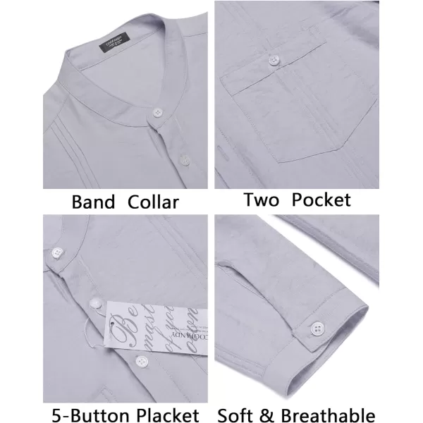 COOFANDY Men's Linen Henley Shirt Long Sleeve Casual Hippie Cotton Beach T-Shirts