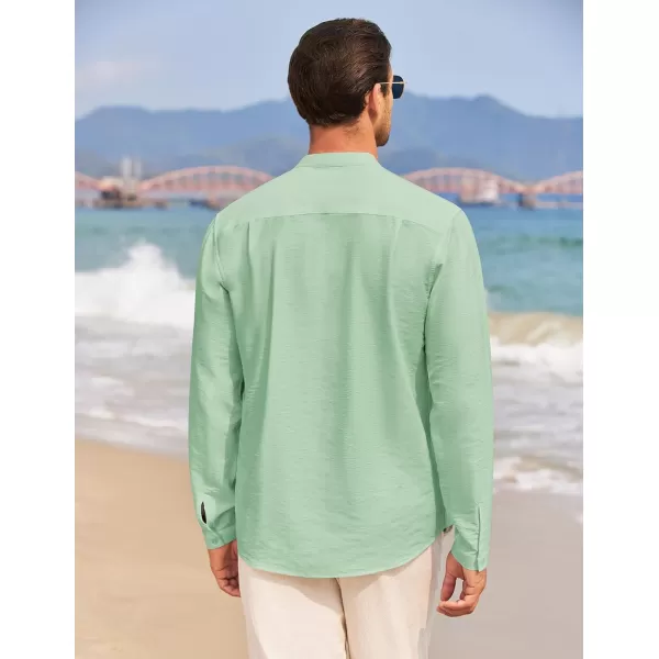 COOFANDY Men's Linen Henley Shirt Long Sleeve Casual Hippie Cotton Beach T-Shirts