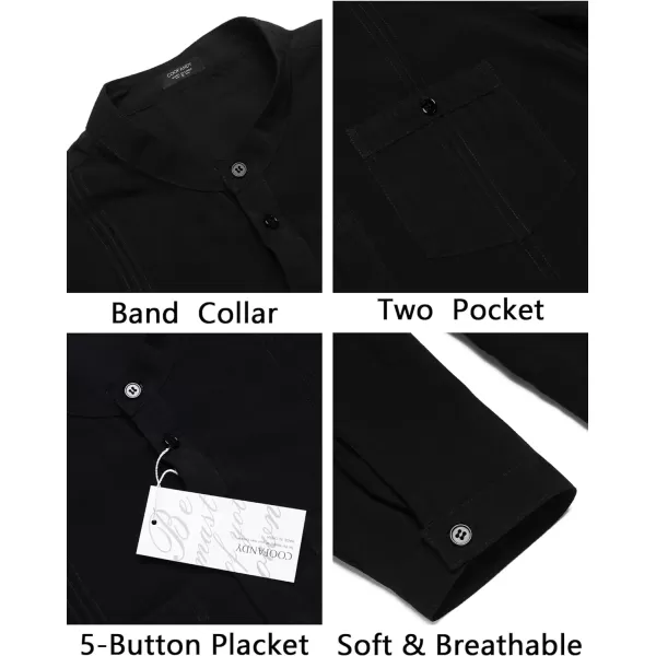 COOFANDY Men's Linen Henley Shirt Long Sleeve Casual Hippie Cotton Beach T-Shirts