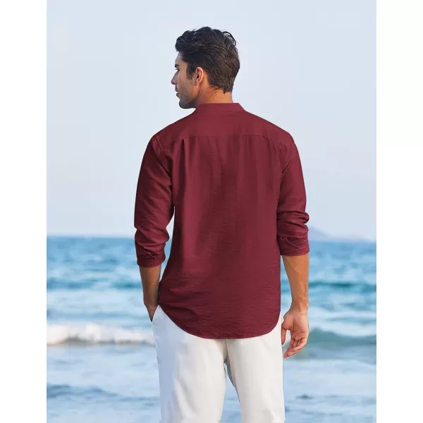 COOFANDY Men's Linen Henley Shirt Long Sleeve Casual Hippie Cotton Beach T-Shirts
