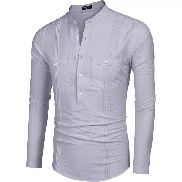 COOFANDY Men's Linen Henley Shirt Long Sleeve Casual Hippie Cotton Beach T-Shirts