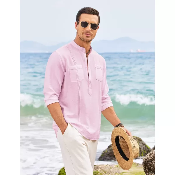 COOFANDY Men's Linen Henley Shirt Long Sleeve Casual Hippie Cotton Beach T-Shirts