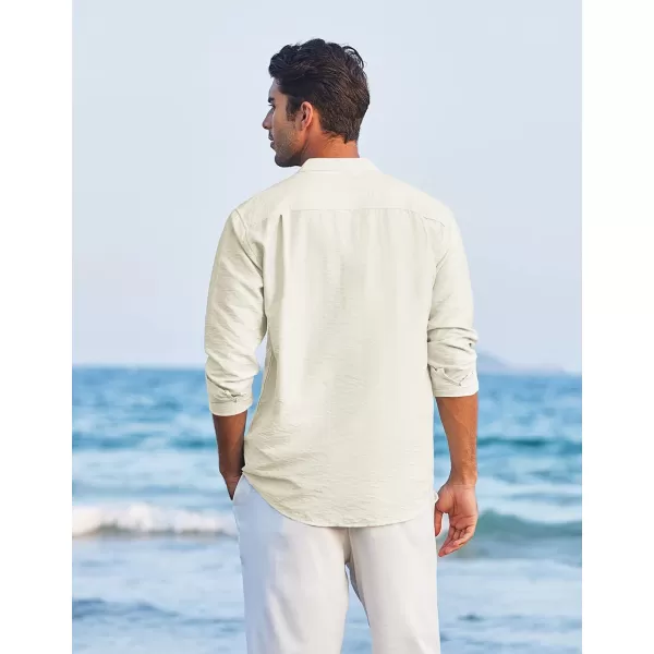 COOFANDY Men's Linen Henley Shirt Long Sleeve Casual Hippie Cotton Beach T-Shirts