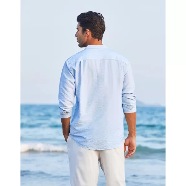 COOFANDY Men's Linen Henley Shirt Long Sleeve Casual Hippie Cotton Beach T-Shirts