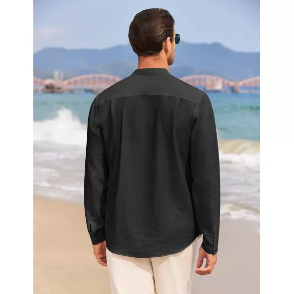 COOFANDY Men's Linen Henley Shirt Long Sleeve Casual Hippie Cotton Beach T-Shirts