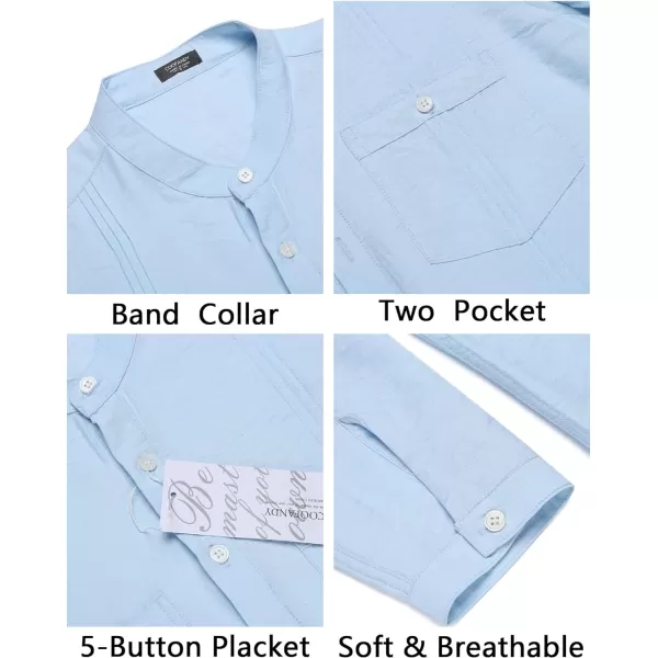 COOFANDY Men's Linen Henley Shirt Long Sleeve Casual Hippie Cotton Beach T-Shirts